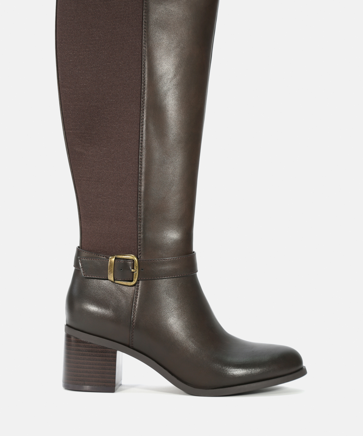 Botas altas marrones tac&oacute;n hebilla image number null